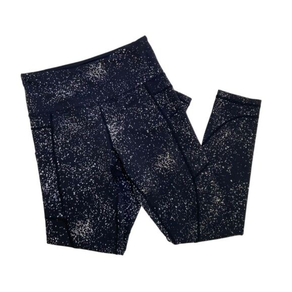 Ziya Active Black Reflected Spotted Spandex Leggings 7/8 Size 4 - Picture 3 of 11